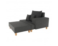 Leňoška s taburetkou Duran P - sivá