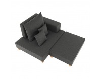 Leňoška s taburetkou Duran P - sivá