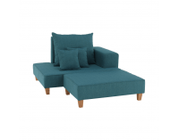 Leňoška s taburetkou Duran P - modrá