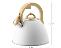 Nerezový čajník s píšťalkou Leon 3 l - biela