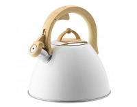 Nerezový čajník s píšťalkou Leon 3 l - biela