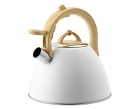 Nerezový čajník s píšťalkou Leon 3 l - biela