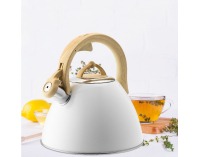 Nerezový čajník s píšťalkou Leon 3 l - biela