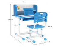 Rastúci písací stolík so stoličkou Leran - modrá / biela