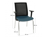 Konferenčná stolička s podrúčkami Libon 4L BS R1 - modrá / čierna / chróm