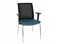 Konferenčná stolička s podrúčkami Libon 4L BS R1 - modrá / čierna / chróm