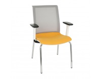 Konferenčná stolička s podrúčkami Libon 4L WS R1 - žltá / sivá / biela / chróm