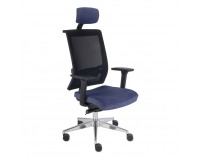 Kancelárska stolička s podrúčkami Libon BS HD - tmavomodrá / čierna / chróm