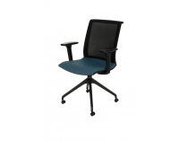 Konferenčná stolička s podrúčkami Libon Cross Roll BS R1 - modrá / čierna
