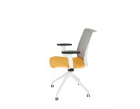 Konferenčná stolička s podrúčkami Libon Cross Roll WS R1 - žltá / sivá / biela
