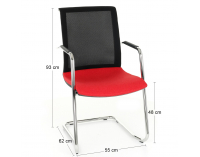 Konferenčná stolička s podrúčkami Libon V BS Arm - červená / čierna / chróm