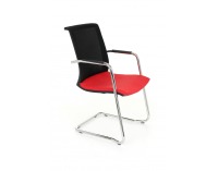 Konferenčná stolička s podrúčkami Libon V BS Arm - červená / čierna / chróm