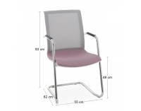 Konferenčná stolička s podrúčkami Libon V WS Arm - staroružová / sivá / biela / chróm