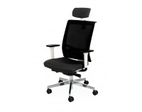 Kancelárska stolička s podrúčkami Libon WS HD - čierna / biela / chróm