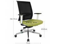 Kancelárska stolička s podrúčkami Libon WS - zelená / čierna / biela / chróm