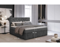 Čalúnená manželská posteľ s úložným priestorom Liborn 140 - tmavosivá