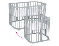 Detská rastúca postieľka s matracom 7v1 Lili - svetlosivá