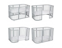 Detská rastúca postieľka s matracom 7v1 Lili - svetlosivá