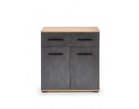 Dvojdverová komoda so zásuvkami Lima KM1 - dub wotan / sivá