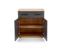 Dvojdverová komoda so zásuvkami Lima KM1 - dub wotan / sivá