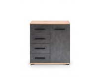 Jednodverová komoda so zásuvkami Lima KM2 - dub wotan / sivá