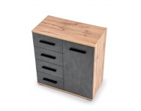 Jednodverová komoda so zásuvkami Lima KM2 - dub wotan / sivá