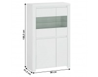 Vitrína Lindy 2D2W - biely lesk