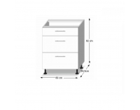 Dolná kuchynská skrinka Line White D60S3 - biely vysoký lesk / dub sonoma