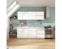 Dolná kuchynská skrinka Line White D40 - biely vysoký lesk / dub sonoma