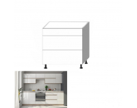 Dolná kuchynská skrinka Line White D80 3 - biely vysoký lesk / dub sonoma