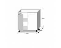 Dolná kuchynská skrinka Line White D80 - biely vysoký lesk / dub sonoma