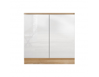 Drezová kuchynská skrinka Line White D80 ZL - biely vysoký lesk / dub sonoma