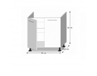 Drezová kuchynská skrinka Line White D80 ZL - biely vysoký lesk / dub sonoma