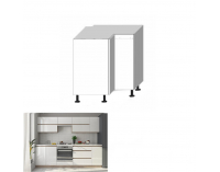 Dolná rohová kuchynská skrinka Line White DR L - biely vysoký lesk / dub sonoma