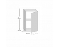 Horná kuchynská skrinka Line White G40 - biely vysoký lesk / dub sonoma