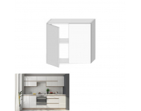 Horná kuchynská skrinka Line White G80 - biely vysoký lesk / dub sonoma