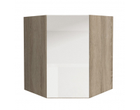 Horná rohová kuchynská skrinka Line White GR - biely vysoký lesk / dub sonoma