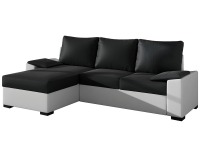 Rohová sedačka s rozkladom a úložným priestorom Linzo L/P - čierna / biela
