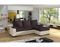 Rohová sedačka s rozkladom a úložným priestorom Linzo L/P - tmavohnedá (Jasmine 29) / béžová (Soft 3