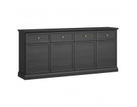 Štvordverová komoda so zásuvkami Locca K4D4S - čierny grafit