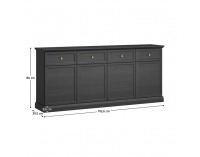 Štvordverová komoda so zásuvkami Locca K4D4S - čierny grafit