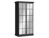 Dvojdverová šatníková skriňa so zrkadlom Locca S2DL - čierny grafit