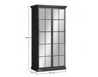 Dvojdverová šatníková skriňa so zrkadlom Locca S2DL - čierny grafit