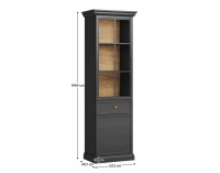 Dvojdverová vitrína Locca W2D1S - čierny grafit