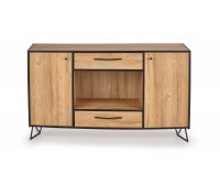 Dvojdverová komoda so zásuvkami Lockheed KM1 - dub grandson / čierna