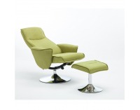 Relaxačné kreslo s podnožkou Lonato - zelená Greenery / oceľ