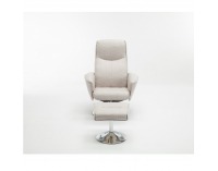 Relaxačné kreslo s podnožkou Lonato - krémová / oceľ