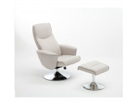 Relaxačné kreslo s podnožkou Lonato - krémová / oceľ