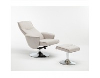 Relaxačné kreslo s podnožkou Lonato - krémová / oceľ
