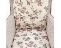 Kreslo London - béžová / vzor kvety / orech